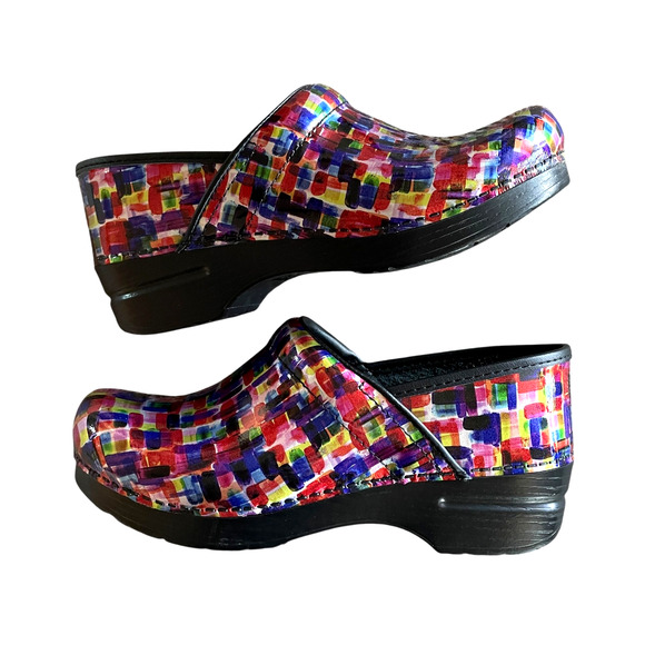 DANSKO Size EU 39/8.5-9 Colorblock Leather Slip-On Comfort Professional Clogs - Picture 7 of 9